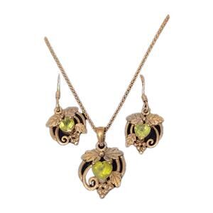 RARE VINTAGE FAS  925 18" Necklase N Earings GRAPES VINES LEAVES EARRINGS